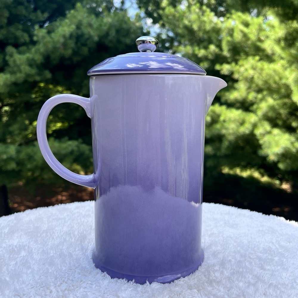 Le Creuset French Press Bluebell Purple Coffee Pot 34oz Provence Retired Color